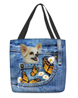 chihuahua1-Butterfly Daisies Fait-CLOTH TOTE BAG