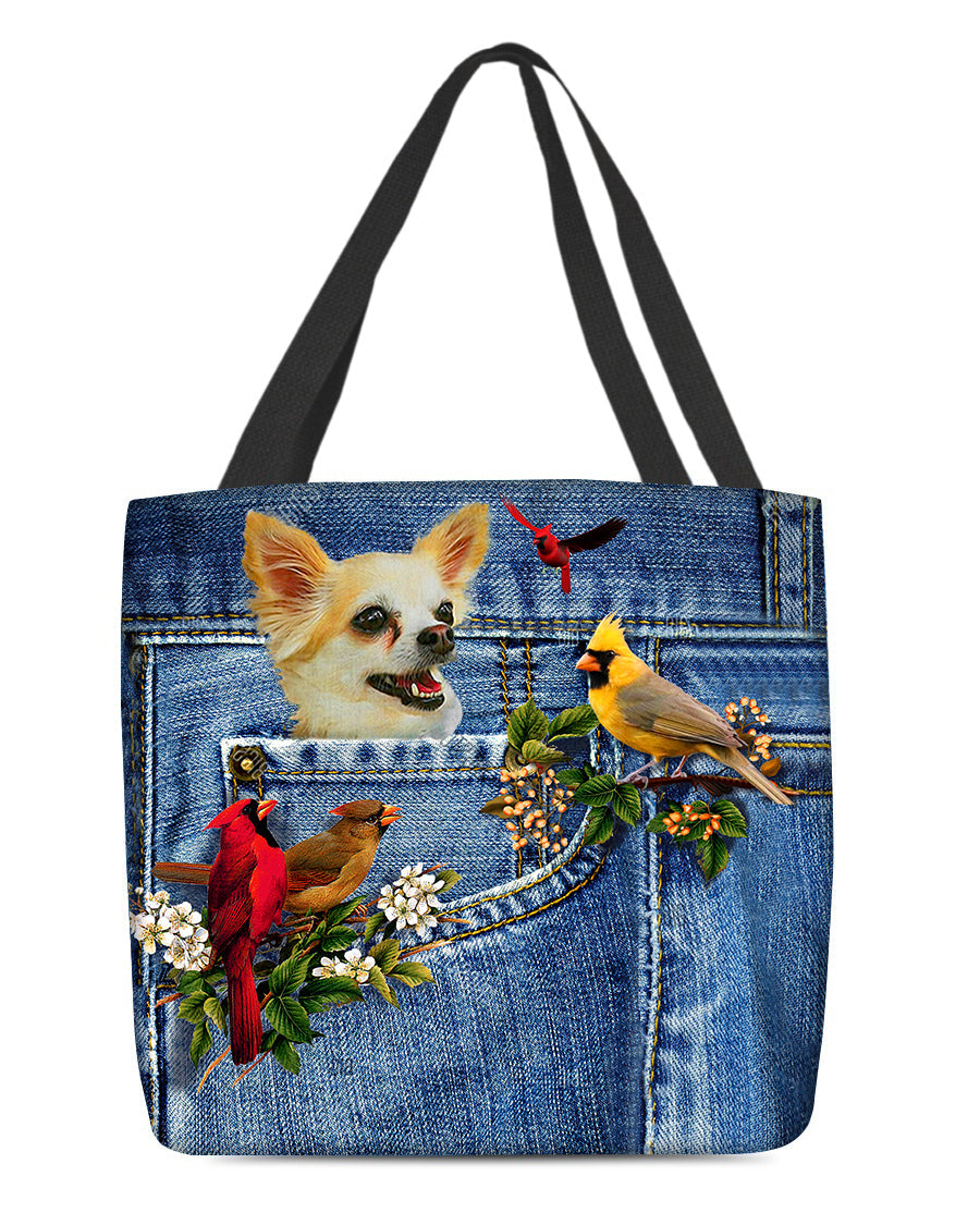 chihuahua1-Cardinal & Dog Cloth Tote Bag