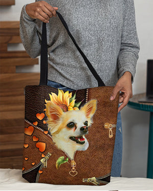 Chihuahua1-Sunflower&zipper Cloth Tote Bag