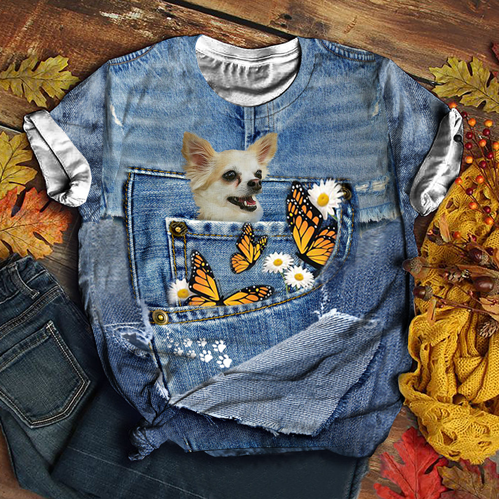 chihuahua1   Butterfly Daisies T-shirt