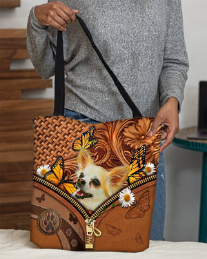 chihuahua1 Butterfly Daisy Cloth Tote Bag