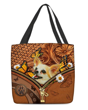 chihuahua1 Butterfly Daisy Cloth Tote Bag