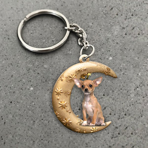 Chihuahua2-Dog & Moon Flat Acrylic Keychain