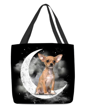 Chihuahua2 Sit On The Moon With Starts-Cloth Tote Bag