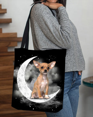 Chihuahua2 Sit On The Moon With Starts-Cloth Tote Bag