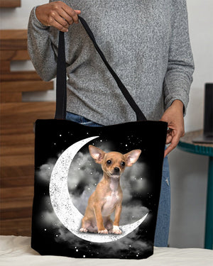 Chihuahua2 Sit On The Moon With Starts-Cloth Tote Bag