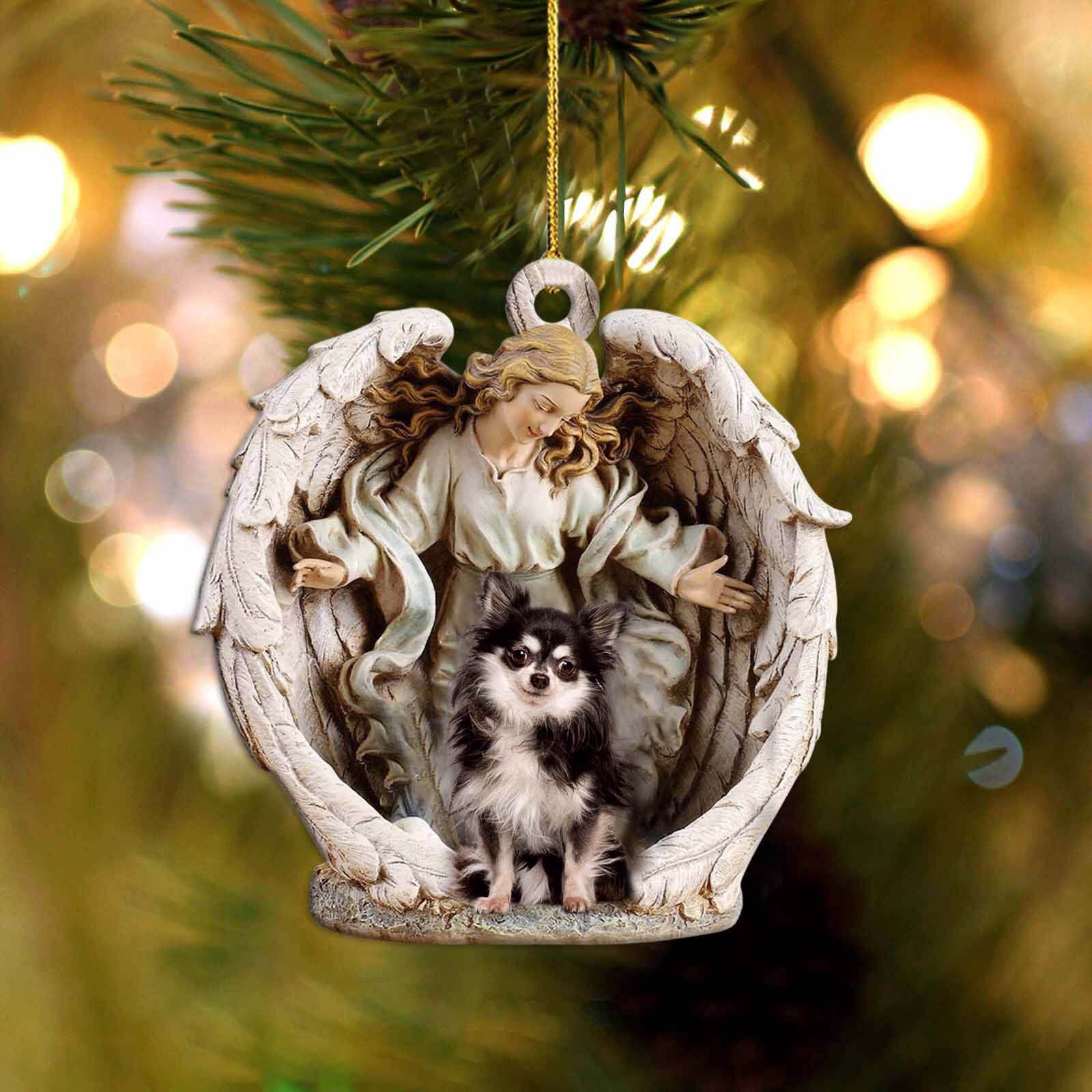 chihuahua3 -1-Angel Hug Winter Love Two Sided Ornament