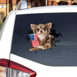 Chihuahua And American Flag Independent Day Car Sticker Decal