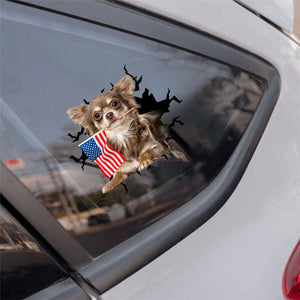 Chihuahua And American Flag Independent Day Car Sticker Decal