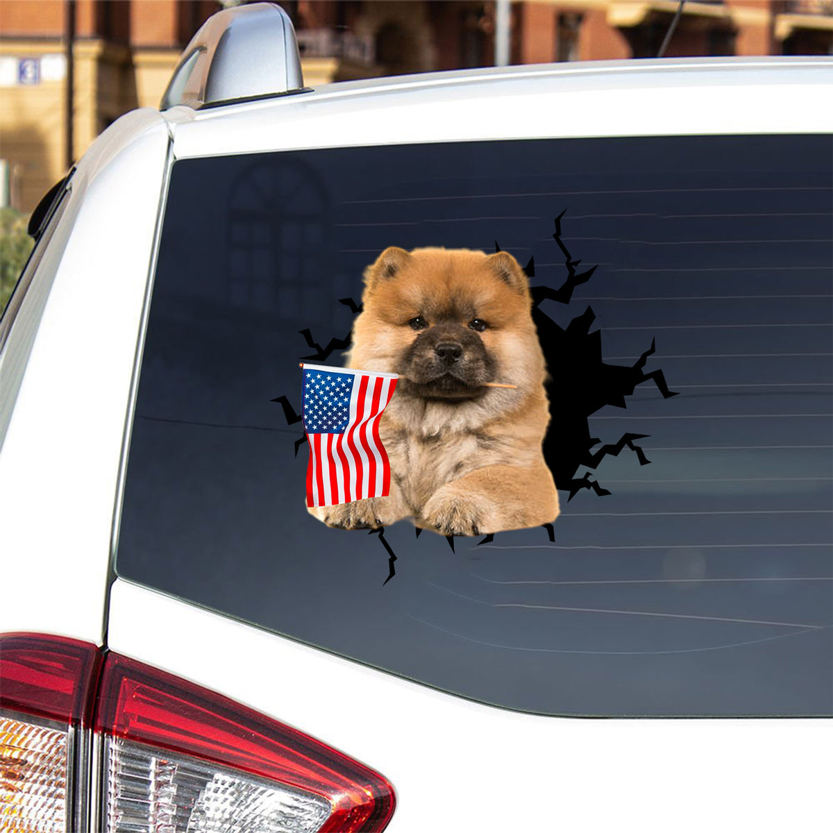 chow chow And American Flag Independent Day Car Sticker Decal