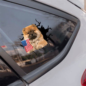 chow chow And American Flag Independent Day Car Sticker Decal