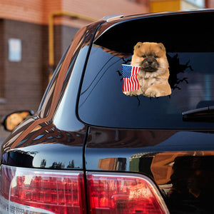 chow chow And American Flag Independent Day Car Sticker Decal