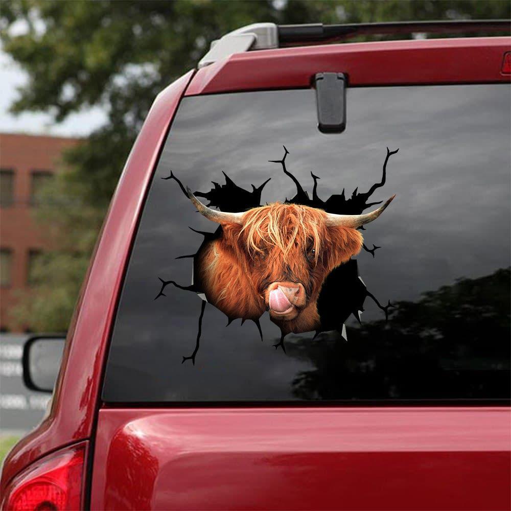 SCOTTISH HIGHLAND COW CRACK STICKER CATTLE LOVER