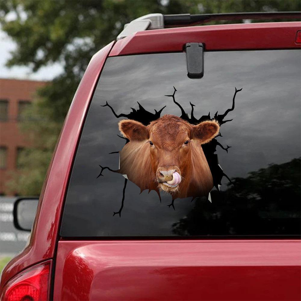 Funny Dairy Cow Crack Car Sticker