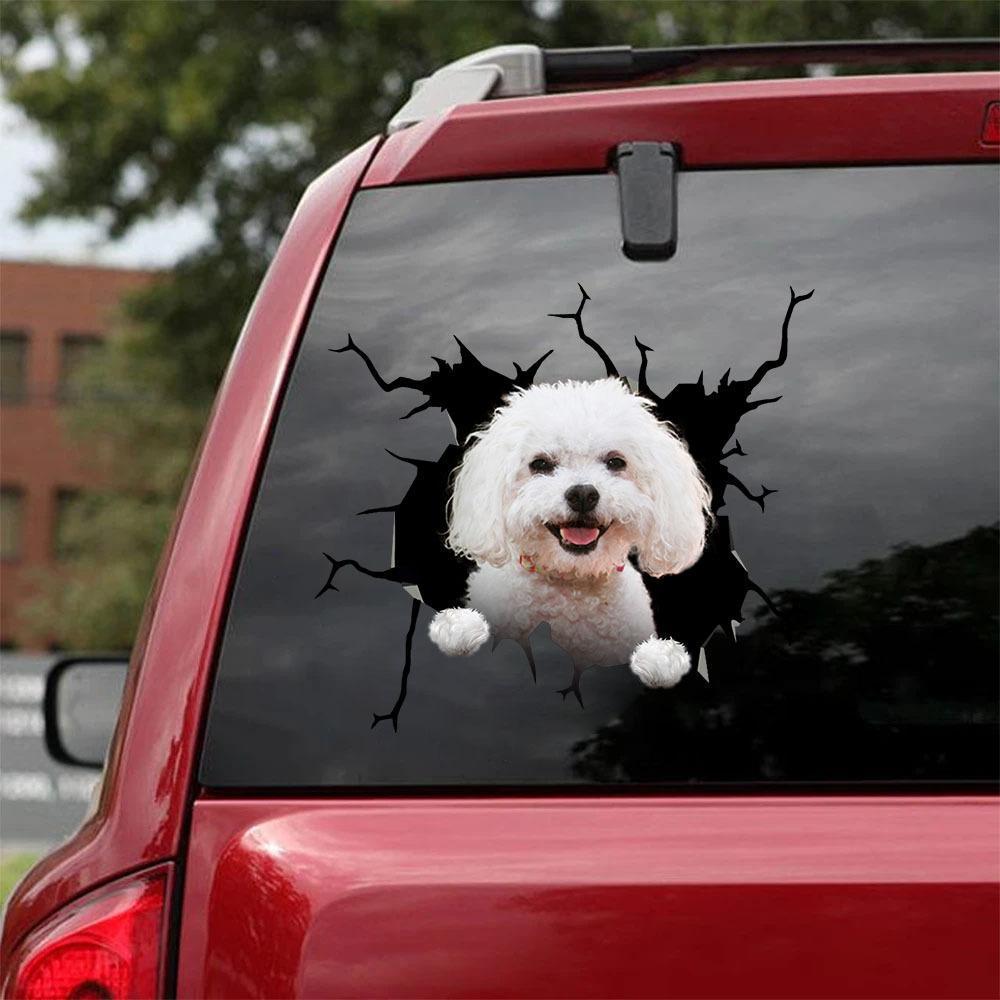 Bichon Frise Crack Car Sticker, Toilet Sticker, Fridge Sticker 7