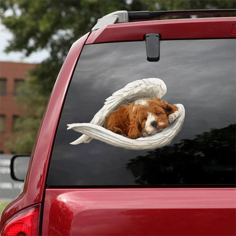 Cockapoo-sleeping angel CAR STICKER