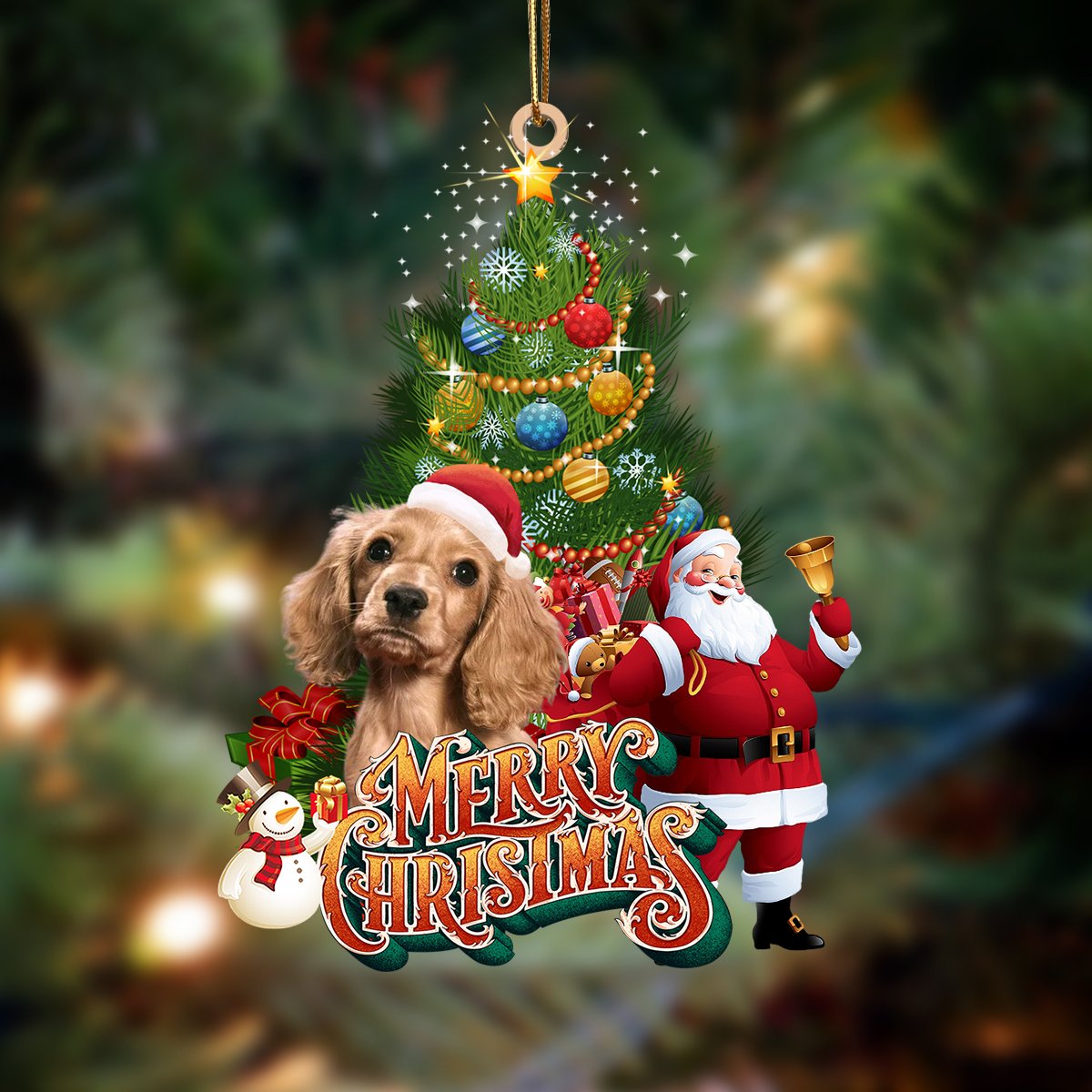 cocker spaniel 2-Christmas Tree&Dog Hanging Ornament