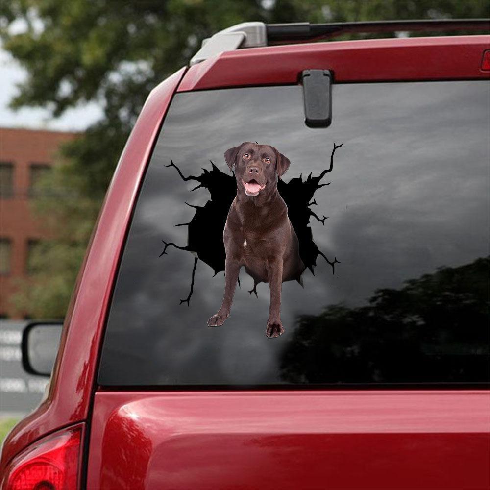 Chocolate Labrador Retriever Crack Car Sticker, Toilet Sticker, Fridge Sticker 11