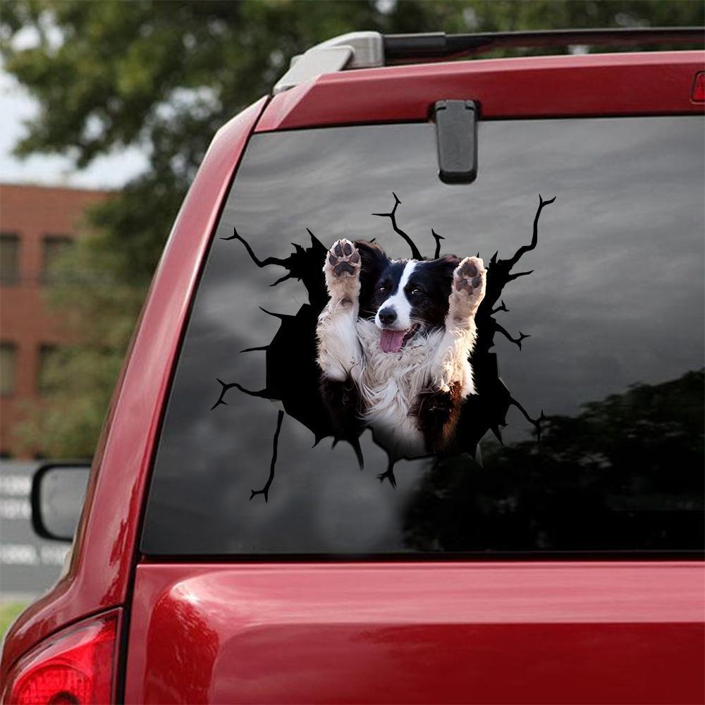 Border Collie Crack Car Sticker, Toilet Sticker, Fridge Sticker 20