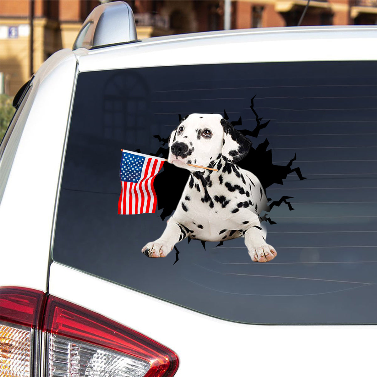 Dalmatian And American Flag Independent Day Car Sticker Decal