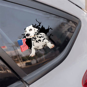 Dalmatian And American Flag Independent Day Car Sticker Decal