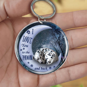 Dalmatian (2) Moon Back-Round Resin Epoxy Metal Keychain