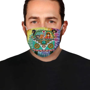 Dachshund Hippie Van And Girl Rainbow Tie Dye EZ01 Face Mask