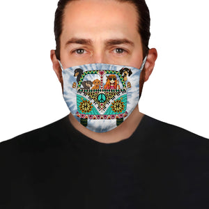 Dachshund Hippie Van And Girl Blue Tie Dye EZ01 Face Mask