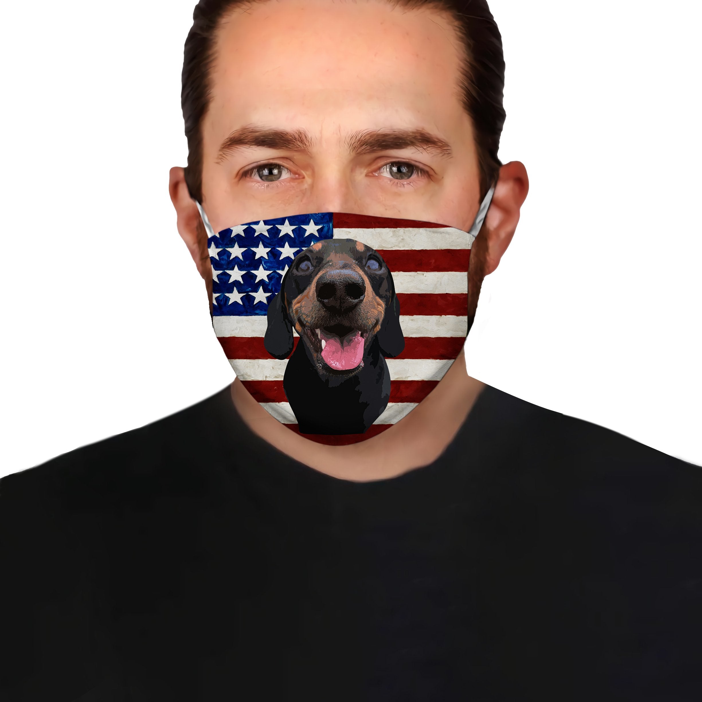Dachshund With American Flag EZ01 1604 Face Mask