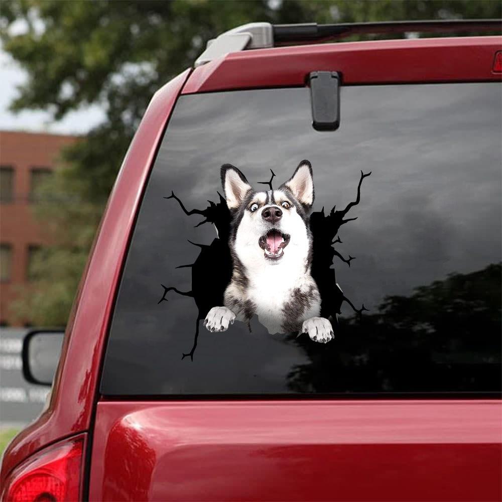Siberian Husky Crack Car Sticker, Toilet Sticker, Fridge Sticker 5