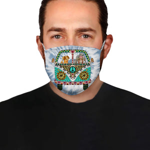 Dog Hippie Van And Girl Blue Tie Dye EZ01 Face Mask