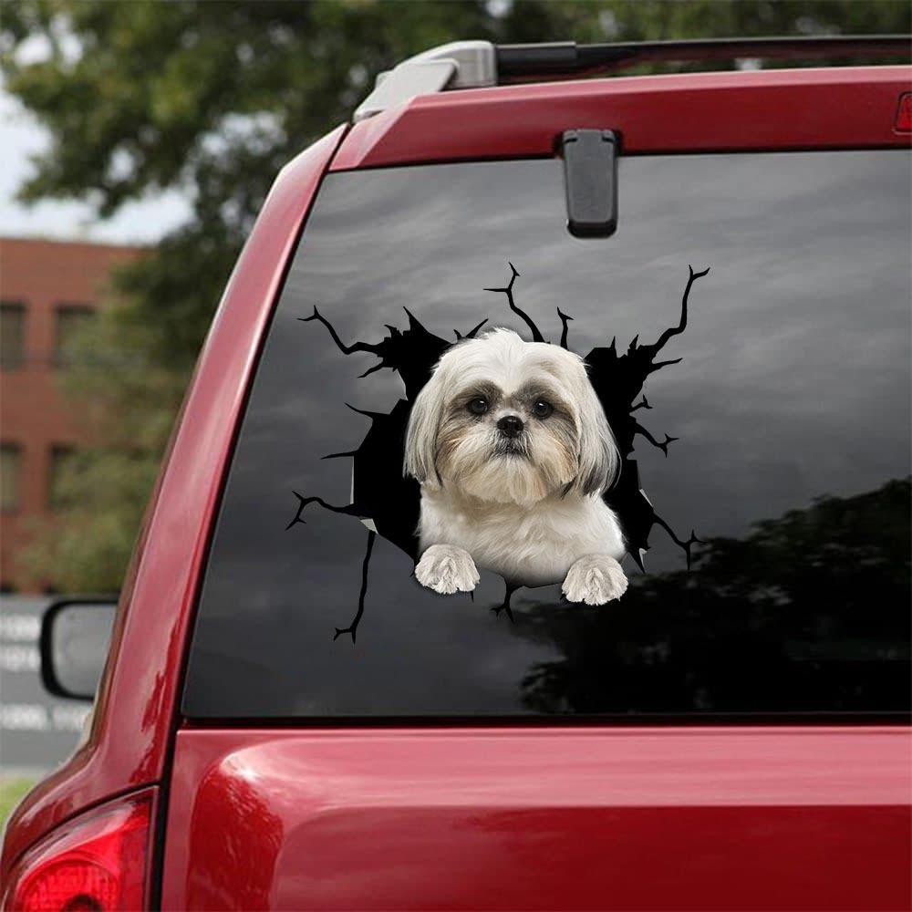 Shih Tzu Crack Car Sticker, Toilet Sticker, Fridge Sticker 11