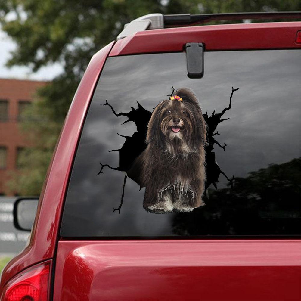Havanese Crack Car Sticker, Toilet Sticker, Fridge Sticker 3