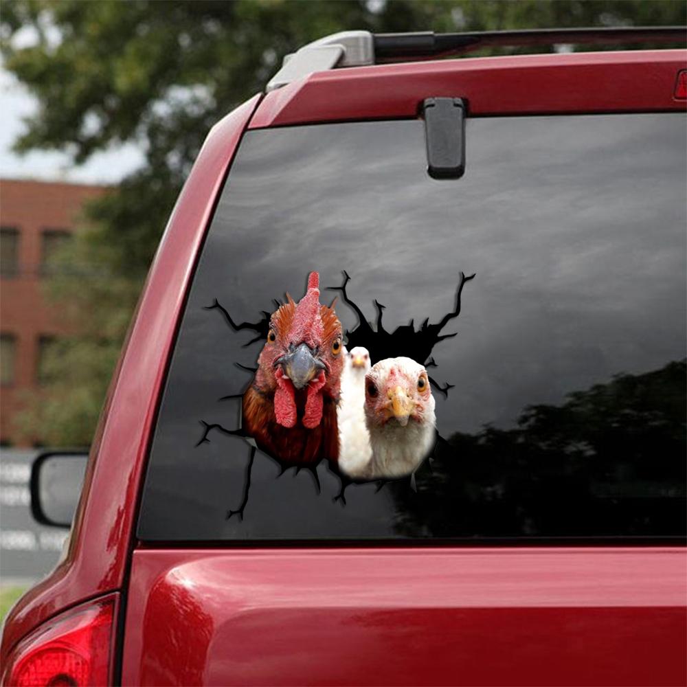 FUNNY CHICKEN CRACK STICKER POULTRY LOVER 1