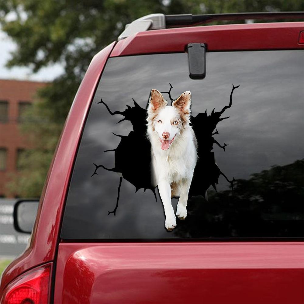 Border Collie Crack Car Sticker, Toilet Sticker, Fridge Sticker 18
