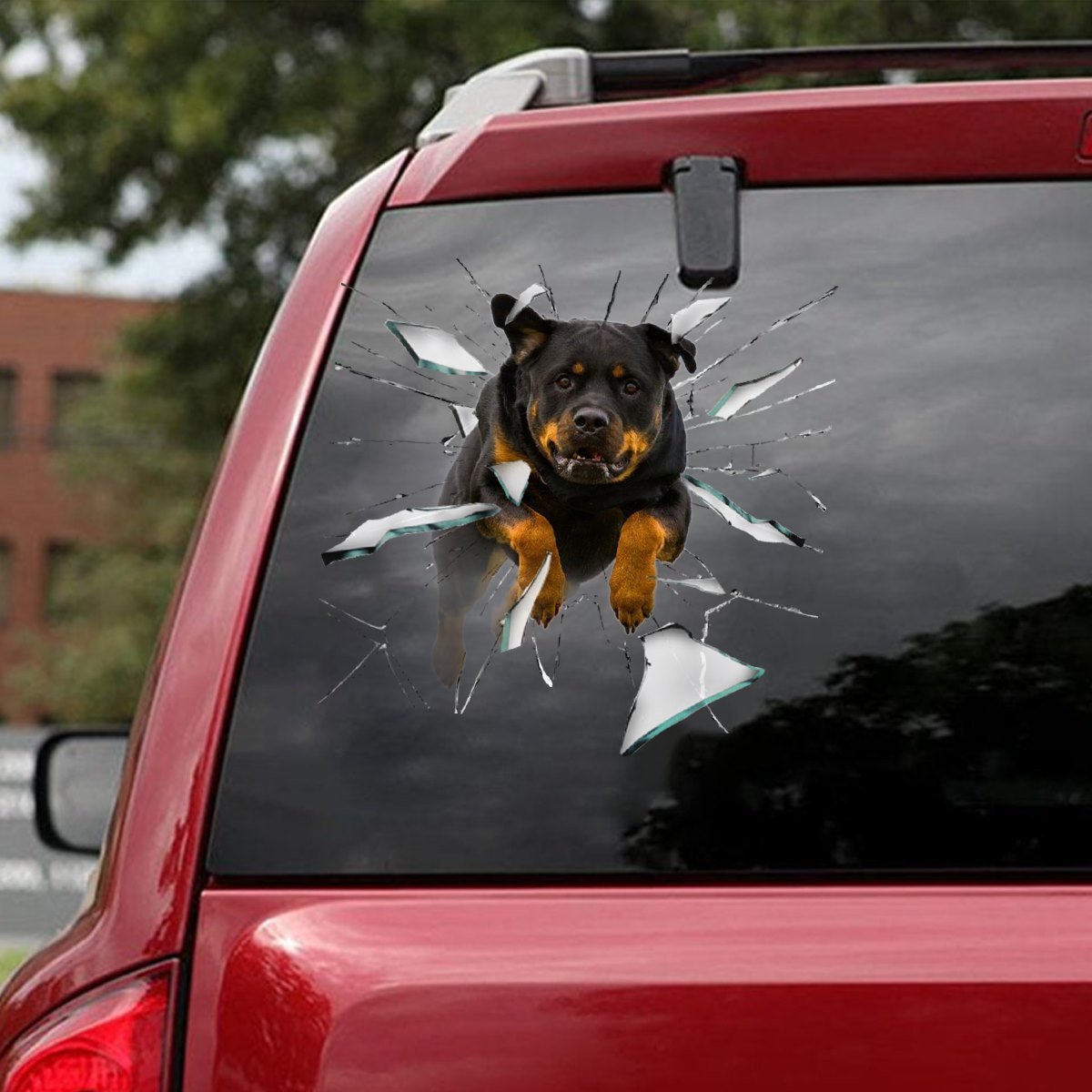 Rottweiler Jumping Crack Sticker
