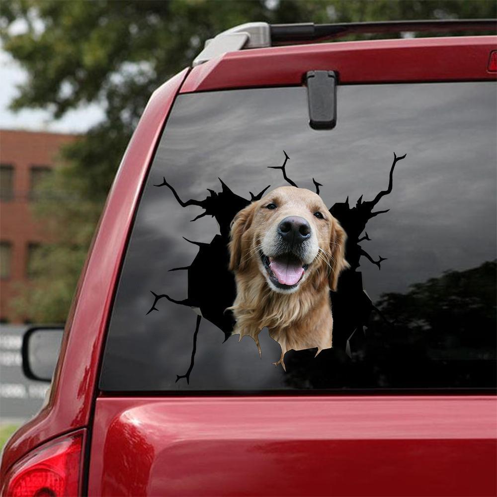 Golden Retriever Crack Car Sticker, Toilet Sticker, Fridge Sticker 10