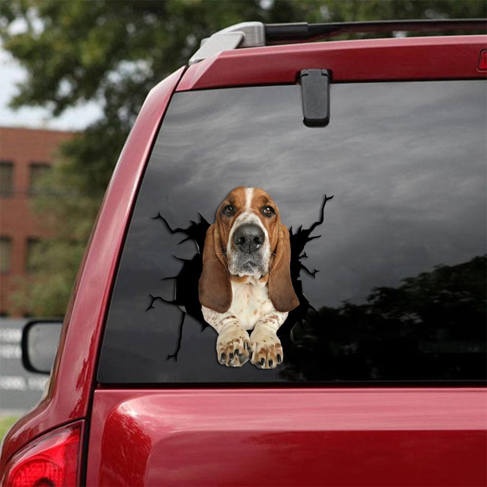 Basset Hound Crack Car Sticker, Toilet Sticker, Fridge Sticker 21