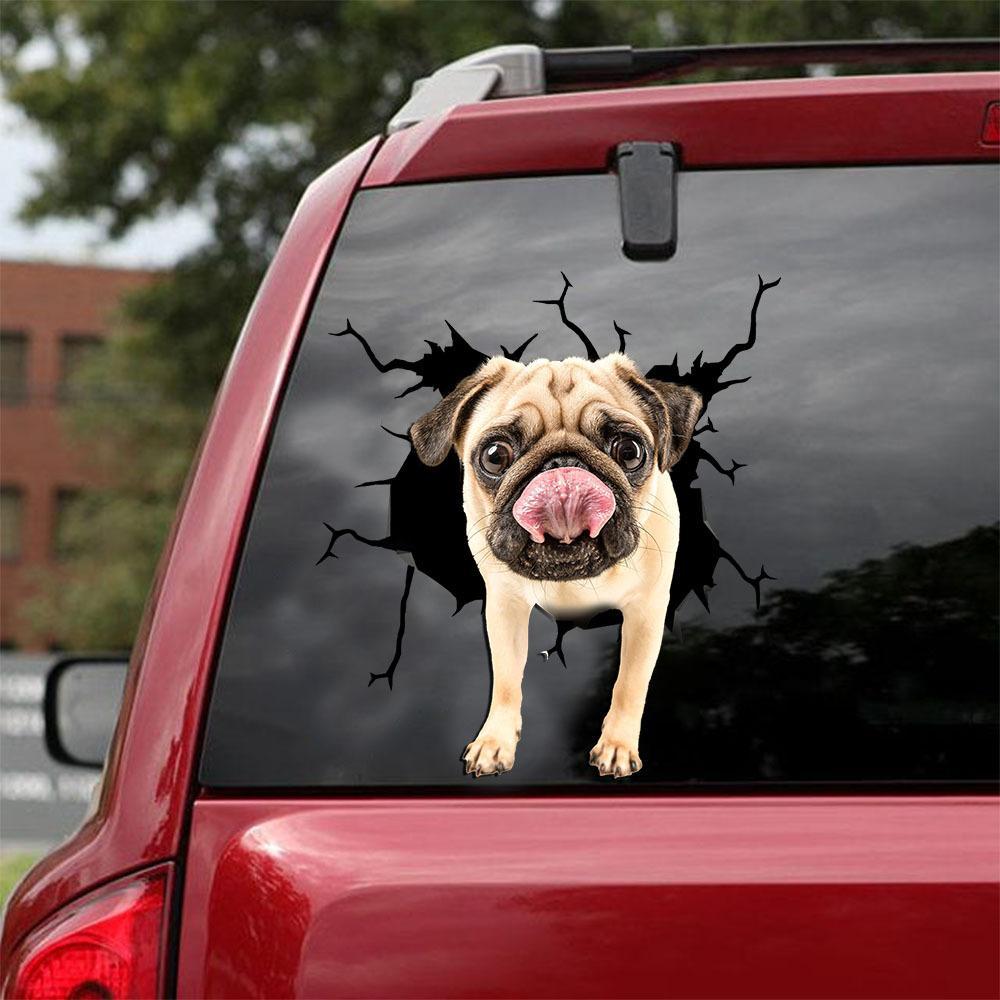 Pug Crack Car Sticker 30