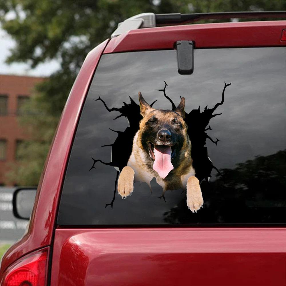 Belgian Malinois Crack Car Sticker, Toilet Sticker, Fridge Sticker 2
