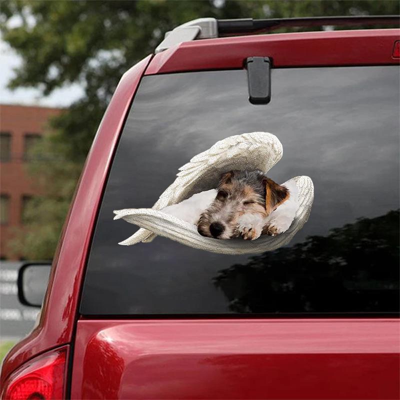 Fox Terrier-sleeping angel CAR STICKER