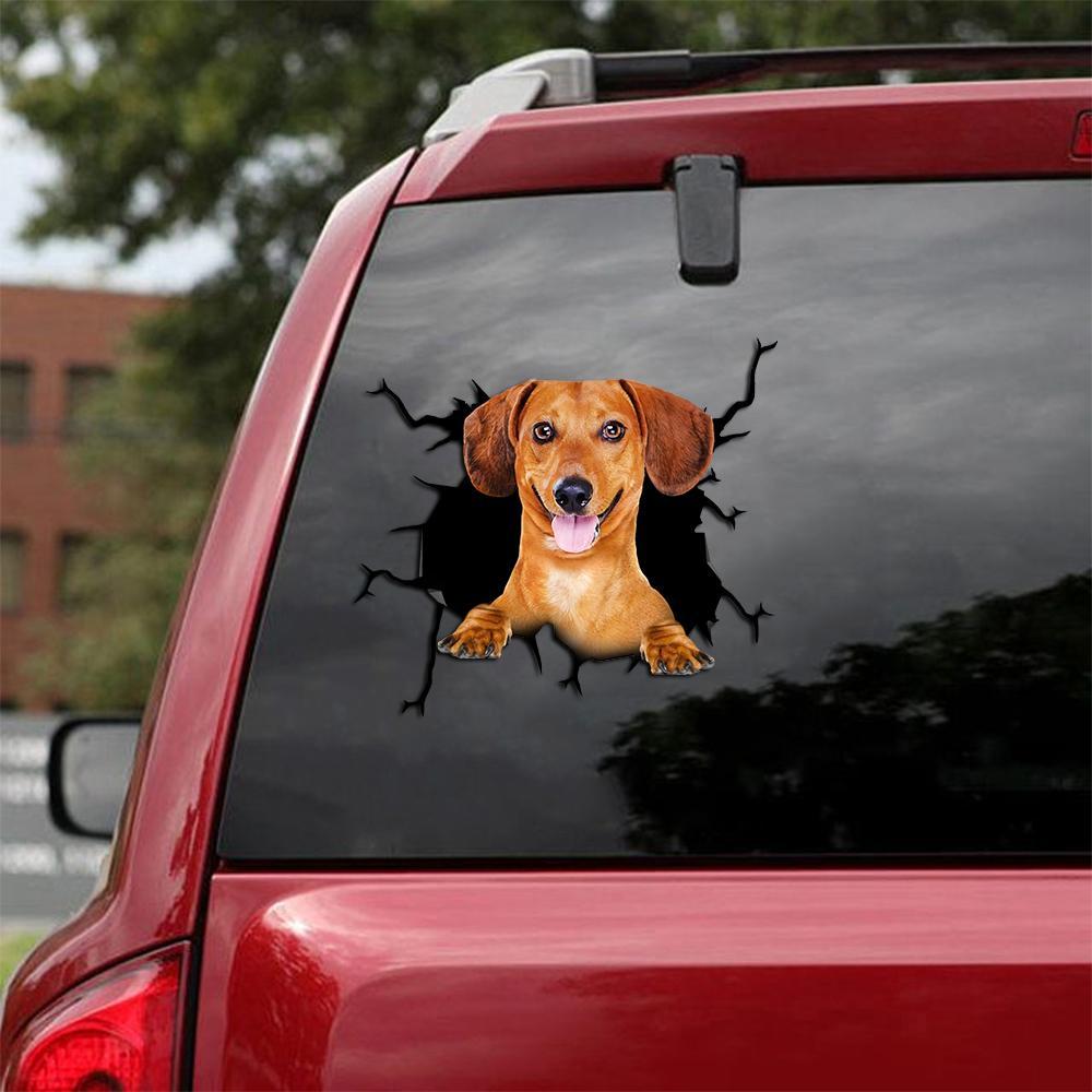Dachshund Crack Car Sticker, Toilet Sticker, Fridge Sticker (23)
