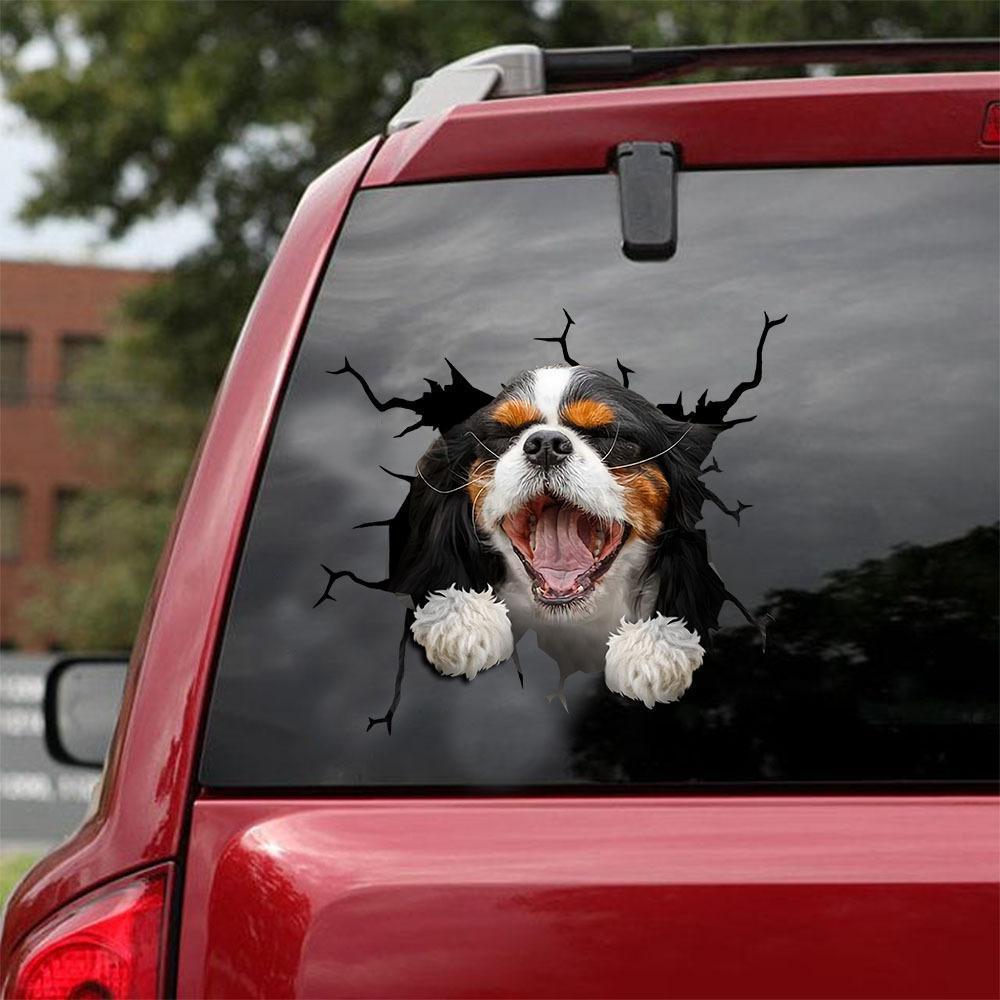 Cavalier King Charles Spaniel Crack Car Sticker, Toilet Sticker, Fridge Sticker 5