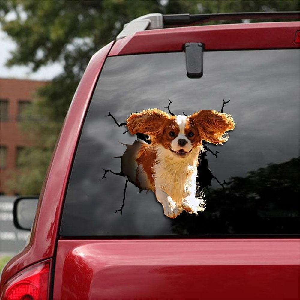 Cavalier King Charles Spaniel Crack Car Sticker, Toilet Sticker, Fridge Sticker 6