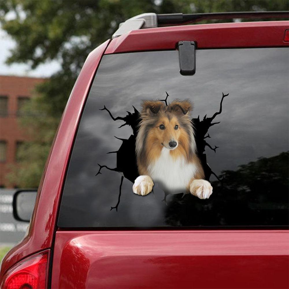 Shetland Sheepdog Crack Car Sticker, Toilet Sticker, Fridge Sticker 10