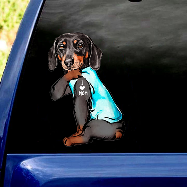 Dachshund Dog I Love Mom Sticker