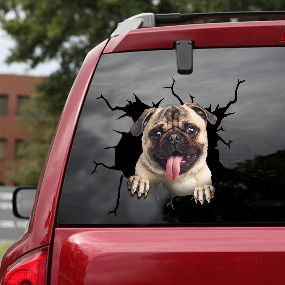 Pug Crack Car Sticker 7