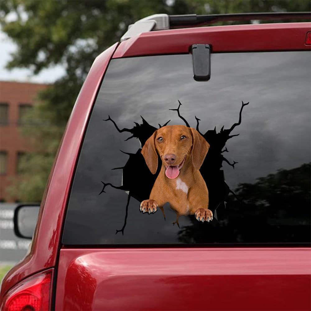 Dachshund Crack Car Sticker, Toilet Sticker, Fridge Sticker (2)