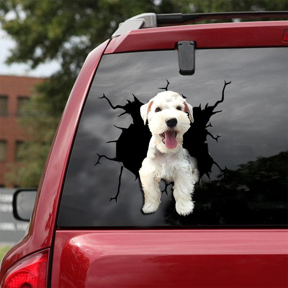 Miniature Schnauzer  Crack Car Sticker, Toilet Sticker, Fridge Sticker 13