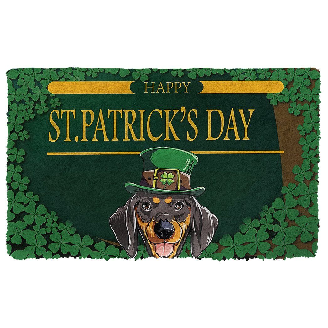 Bugybox 3D Happy St Patrick Day Dachshund Doormat